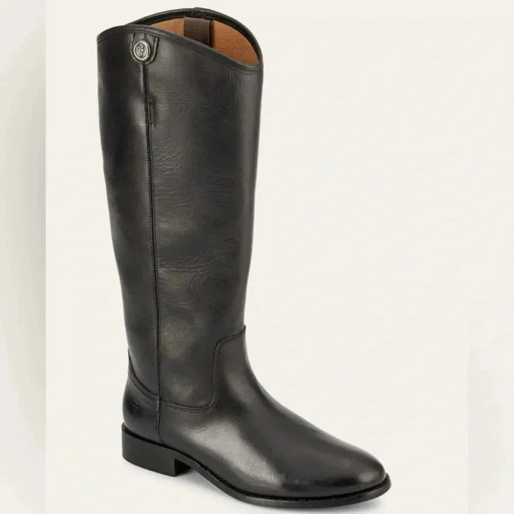 NEW FRYE Melissa Button 2 Black Leather Equestrian Boots Women’s Size 5.5B - Picture 2 of 14